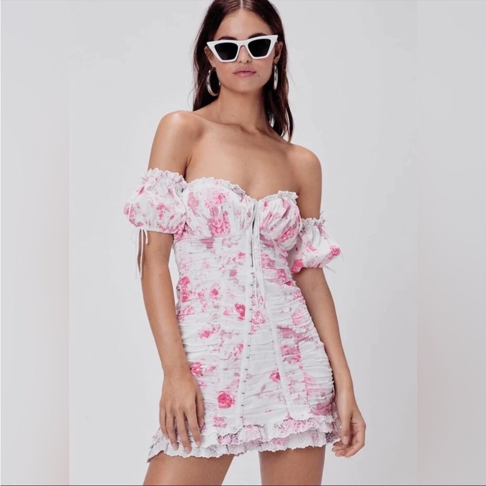 NWOT For Love and Lemons Mills Ruched Mini
Dress